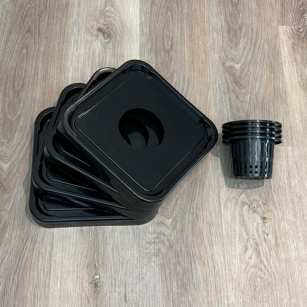 Image of 5 gallon square pail with 4" hole and 4" net pot