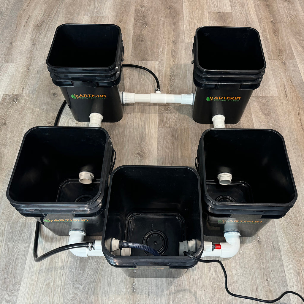 Expandable 4-Site RDWC Hydroponic Grow System in a 4'x4' Space